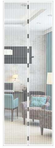 JustGo Zanzariera Magnetica Porta Finestra Adattabile e Regolabile, Chiusura Automatica a Calamite, Istruzioni di Montaggio Chiare, Calamite Potenti, Bianco, 90 x 260 cm
