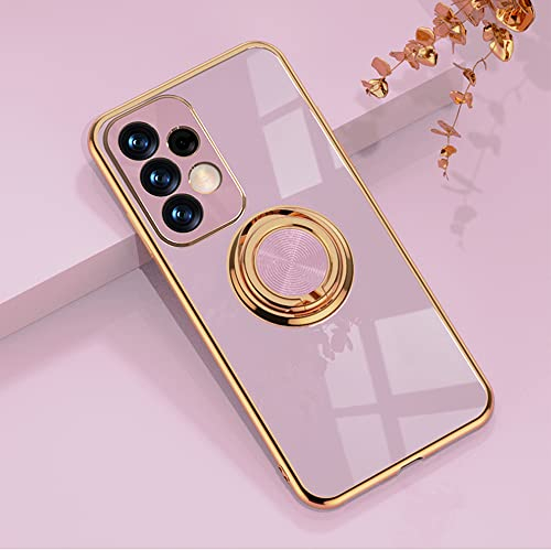 EYZUTAK Hülle für Samsung Galaxy A53 5G, Glänzend Weiche Silikon TPU Slim Case mit 360 Grad Ring Ständer Bumper Stoßfest Schutzhülle Fingerhalter Magnetische Autohalterung Cover-Lila