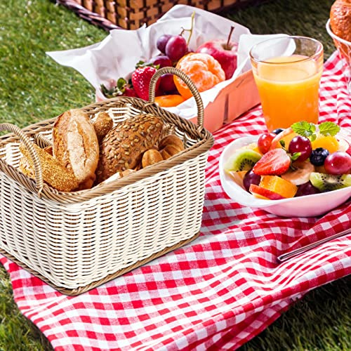 Cabilock Silverware Caddy Woven Basket Cutlery Holder, Napkin and Utensil Picnic Basket Silverware Organizer Utensil Holder for Kitchen Countertop Party, Picnic and Buffet