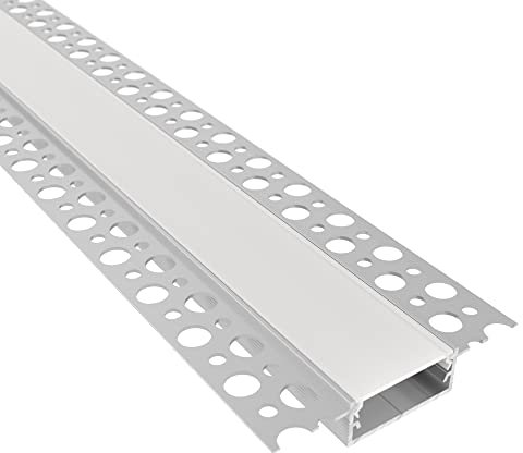 Barra de perfiles para unión de paneles de yeso con canal para iluminación LED, barras de 2 m, empotrables y cubierta de luz continua (plana – XL