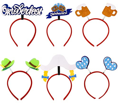 BETESSIN 6 Stk Oktoberfest Haarreifen Haarband Bayrische Deko Haarschmuck für Oktoberfest Party Deutsche Bierfest Oktoberfest Accessoires Halloween Kostümparty Karneval Fasching usw.