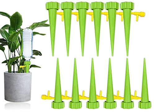 12PCS Plant Watering Devices Automatic Plant Watering Spike Adjustable Plant Watering Devices Self Watering Spikes Automatic Watering Drip for Indoor and Outdoor Plants Vegetables - Color Random
