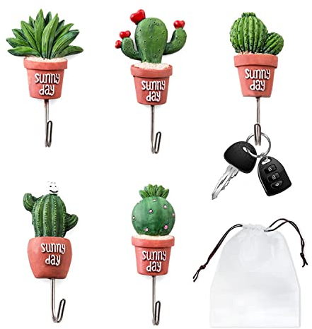 5 Stück Blumentopf-Haken aus Edelstahl, mit 1 Aufbewahrungstasche; für Küche, Bad, Schlafzimmer, Kleiderbügel, selbstklebender Haken kann wiederverwendet werden