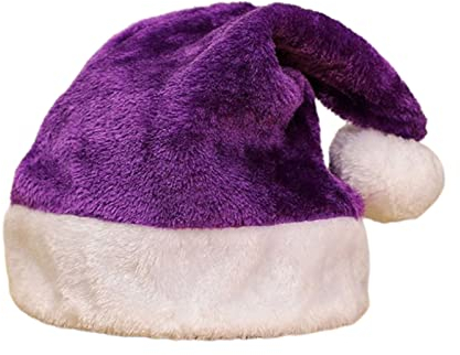 Haveratio Weihnachtsmütze aus weichem Samt, bequemer Hut, traditionelle, mehrfarbige Plüsch-Weihnachtsmütze für Erwachsene, Kinder, Neujahrsgeschenke, lila