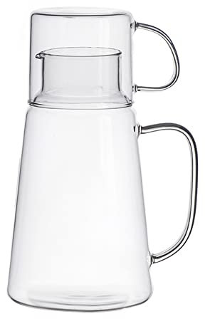 Carafe Pitcher and Tumbler Glass Set, Transparent Bedside Water Carafe Juice Tea Cold Kettle Jug Vintage Glass Night Carafe Pitcher Set