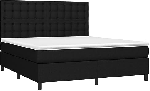 vidaXL Boxspringbett mit Matratze & LED Schwarz 160x200 cm Stoff