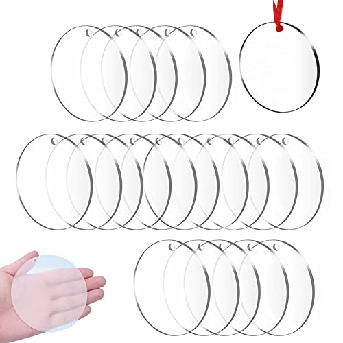 WIRSHO 20 Stück Transparent Acryl Kreis Scheiben, 10cmx2mm, Runde Acrylglas Platte, Acrylplatten mit bunte Bänder, Acryl Rohlinge für Bildrahmen Basteln, Zeichen, Scrapbooking, Display