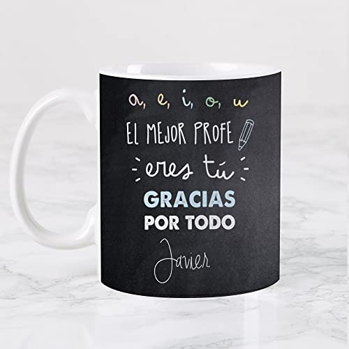 Wanapix | Taza Personalizada para Profesores | Personalizable con Nombre o Texto| Detalle Profe Infantil | Regalo para Profesores | Apta para Microondas | 325ml | Blanca - Profesor Pizarra