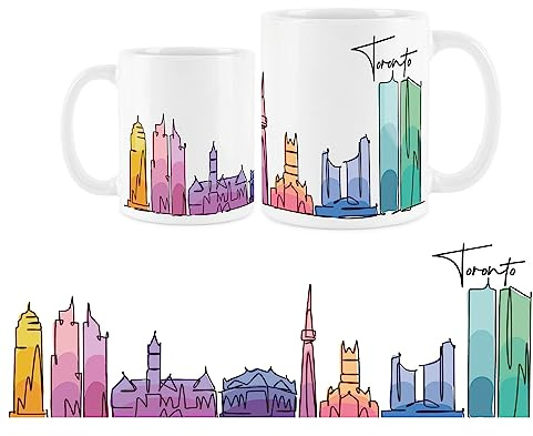 Purely Home Toronto Mug - Colourful Canada Skyline Souvenir Memento White Tea Coffee Gift Present Mug