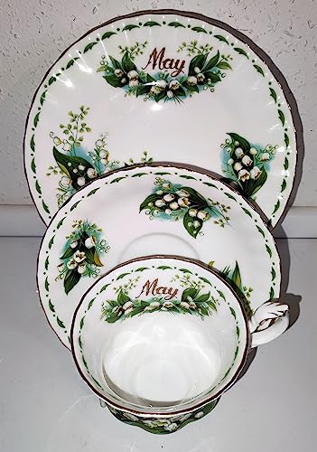 AngiesStrickZauber Venduto: Royal Albert/Original/Flower of the Month/MAI – Piccolo/Si prega di notare le dimensioni!! / 1 tazza, 1 piattino, 1 piatto da torta/originale/Bone Cina/Inghilterra
