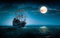 Holzpuzzle Erwachsene 1000 Teile Black Pearl Segelboot Unter Dem Mond 75 * 50Cm