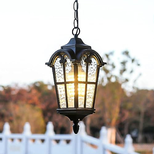 Outdoor Pendant Lights,Indoor Chandelier,E27 Hanging Lights Aluminum lampshade Anti-Rust Waterproof IP44 Ceiling Lights Rustic Villa Terrace Balcony Pavilion Corridor Entrance attic Lantern Light