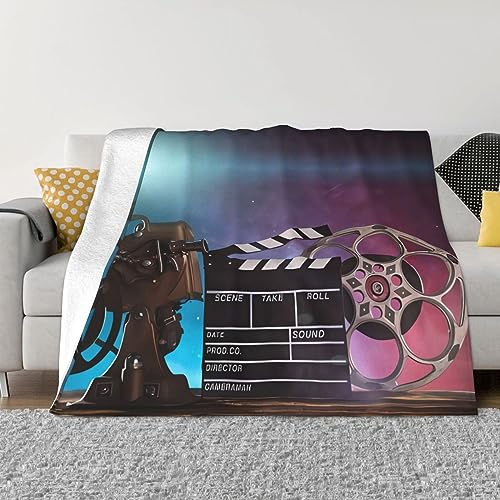Movies Clapperboard Throw Blanket Ultra-Soft Cozy Warm Flanell Fleece Blanket Light Weight Plush Blanket for Bed Couch Chair Living Room All Seasons 50X40