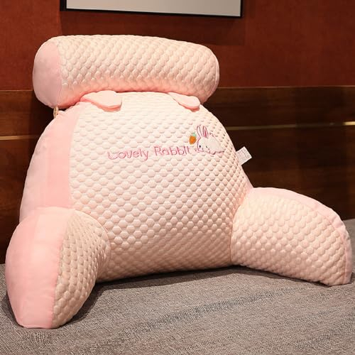 YCYATS Mivoza Rückenkissen, ChillWave Kissen, Lesekissen Bettauflage Kissen mit Abnehmbarer Nackenrolle & höherem Stützarm, Rückenkissen mit Armlehnen (70×50×25 cm, Pink)