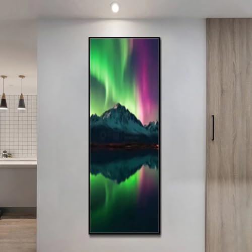 5D Diamond Painting Aurora Borealis Diamond Painting Kinder/Erwachsene, DIY Diamant Painting Bilder Dimondpaintin, Malen Nach Zahlen Erwachsene Crystal Arts für Home Wanddekoration 45 X 15 cm, 266N