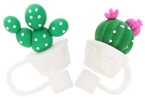Lot De 2 Pailles Réutilisables En Forme De Cactus Avec Embout De Paille En Forme De Dessin Animé