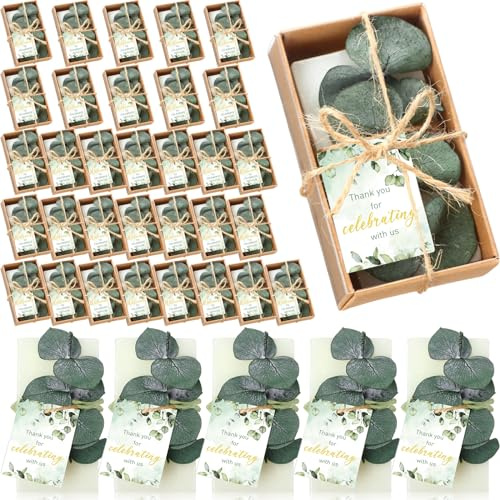 Dansib Eukalyptus-Seifen, Hochzeitsgeschenke, Großpackung mit Dankeskarten, 50 Sets