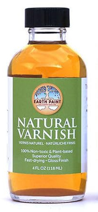 Natural Earth Paint Natural Varnish – 100% Eco-Friendly, Non-Toxic Protective Finish for Paintings, Wood & Crafts – Fast-Drying, Glossy & Durable – 4 oz. Made in USA