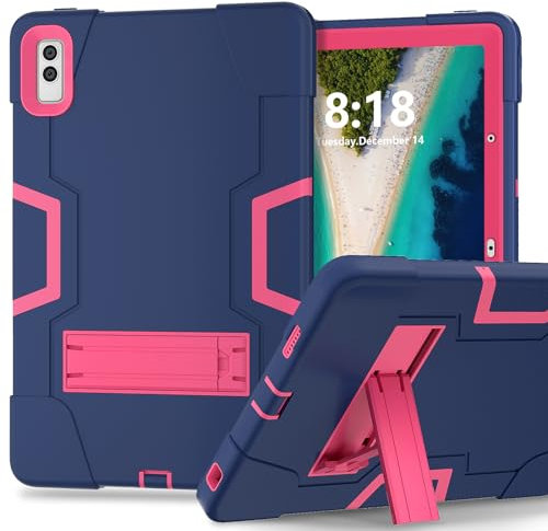 SharkProten Custodia per Lenovo Tab M10 5G, custodia protettiva robusta resistente con supporto a mano, custodia antiurto antigraffio per tablet, blu navy e rosso rosa