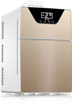 Yajuer Kompakter Kühlschrank, Retro, Mini-Kühlschrank mit Doppeltür, kleiner Kühlschrank für Wohnung, Büro, Küche, Schlafsaal, Schlafzimmer (Farbe: Gold)