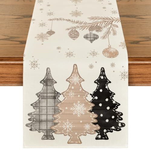 Artoid Mode Beige Alberi di Pino Alberi di Natale Runner da Tavolo, Stagionale Inverno Decorazione per Interno Vacanze Festa 40 x 100 cm