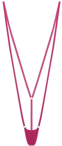 ranrann Femme Micro String Sexy Mini Bikini Ficelle Thong Maillot de Bain Tanga sous-vêtement Hot Rose Vif Taille Unique