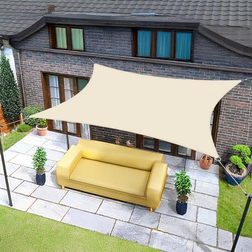 Sunnylaxx 3x4m Impermeable Toldo Vela de Sombra, Rectangular Caqui Claro Toldos Exterior Terraza Protección Rayos UV para Exteriores, Pergola, Jardín,Terrazas