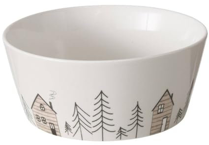 Boltze Home Schale mit winterlichem Tannenbaummotiv, Keramik, Grau, Ø15 cm, 500 ml