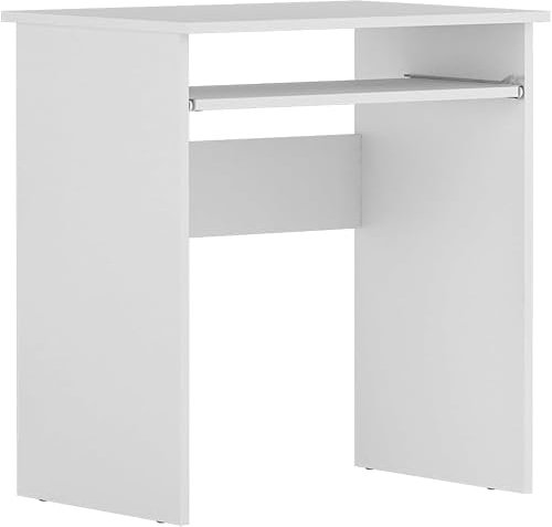 Shefa Luna Computertisch 68x50x75 cm - Kompakter Schreibtisch in Weiß mit Tastaturauszug