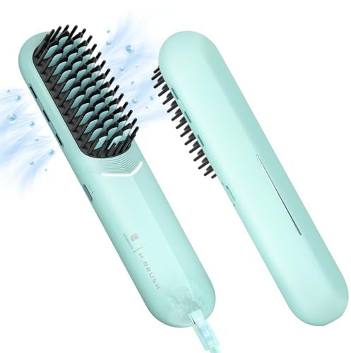 webeauty Cepillo Alisador Pelo Inalambrico, 200 Millones de Iones Negativos Cepillo Portátil,Peine Alisador de Cabello Recargable con Cable de Carga Tipo C para Viajar, Azul