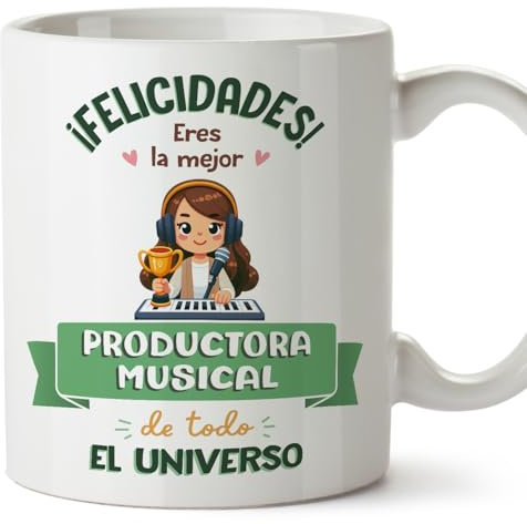 MUGFFINS Tazas para PRODUCTORA MUSICAL mujer - En Español - Mejor Universo Trofeo - 11 oz / 330 ml - Regalo original y divertido