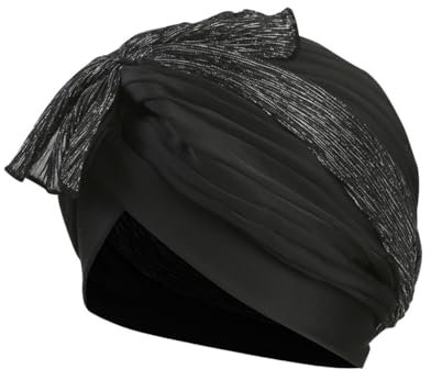Femme Bonnet de Bain Plissé Chic Turban de Bain en Tissu Élastique pour Piscine Spa Vacances
