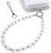 SURPHY Handykette Perlen Kurz, Universal Handyanhänger aus Gehoben Glasperlen, Handyband Phone Charm Handy Anhänger Handschlaufe Schlüsselband, Silber Perle