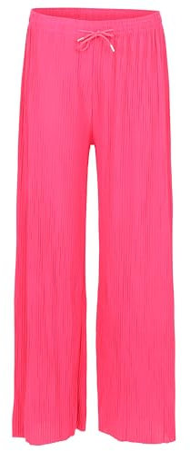 Easy Young Fashion Pantalon d'été pour femme - Pantalon plissé doux et fluide - Pantalon de loisirs moulant - Pantalon Marlène tendance élégant et décontracté 999, Rose, 38-44