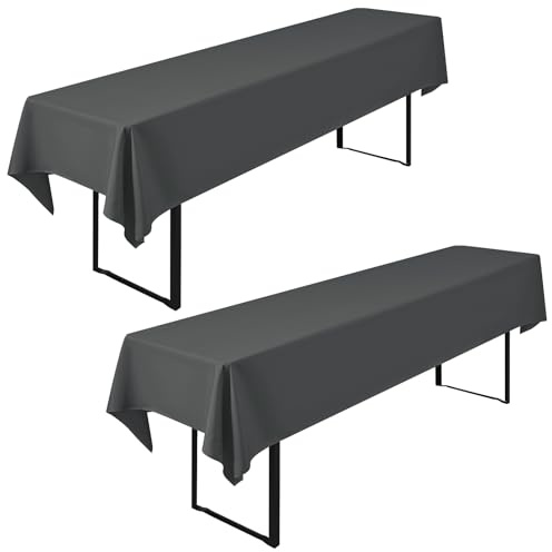 2 Stück dunkelgrauem Bier -Tischdecke, 260 x 110 cm, Polyester -Tischdecke Bier Zelt -Set, waschbare rechteckige Tischtücher für Gartenpartys Geburtstagsfeier oder Grill (dunkelgrau)