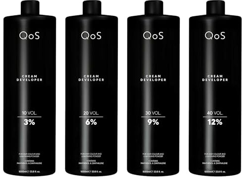QOS Creme Entwickler 1000ml Färbe- und Blondiermittel, mit Panthenol & Zanthalene, Schutz & Pflege (6%)