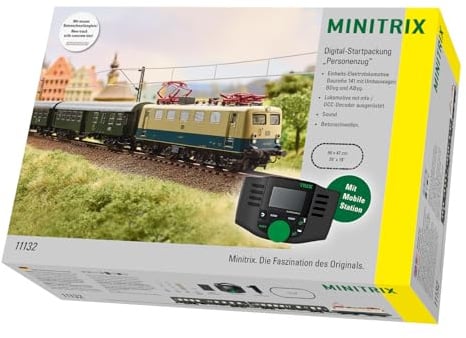 Minitrix Digital-Startpackung Personenzug – Modellbahn Set mit Lok, Wagen, Gleisen & Digitalsteuerung – realistisches Zugmodell – ab 15 Jahren – Spur H0-11132
