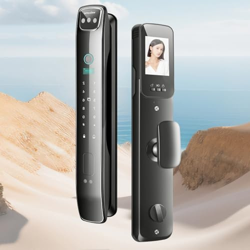 Serrure Connectée Vidéo Avec Caméra Et Sonnette, Serrure De Porte À Reconnaissance Faciale 3D Avec Boîtier De Verrouillage, Serrure D'entrée Sans Clé Pour Porte D'entrée(24 * 240mm)