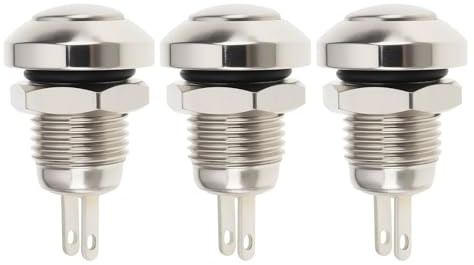 VGOL Interruptor Pulsador Metálico de 3 Piezas 2 Pines Y 8 Mm SPST 1 A 250 V CA Compatible con Aplicaciones de Bajo Consumo Y Espacio Limitado