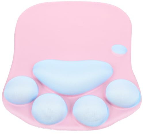 jojofuny Tapis de Souris Antidérapant en Silicone Forme Patte de Chat Repose-Poignet Ergonomique, Coussin Confortable pour Bureau et Gaming, Accessoire Décoratif Rose et Bleu, Usage Maison