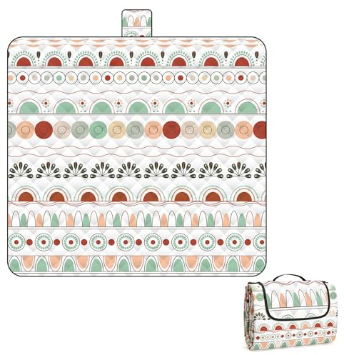 Picknickdecke 200x200 cm, Wasserdicht & Waschbar aus robustem Oxford Gewebe, Hautfreundliche Stranddecke isoliert, Faltbare Outdoor Matte für Familie, Camping & Park (Bohemia)