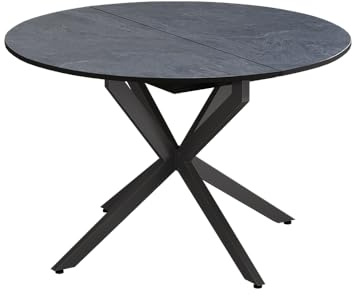 Vicco Esstisch Loyd, Anthrazit/Schwarz, 120-160 x 120 cm ausziehbar