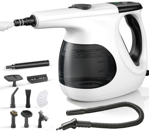 JBER Nettoyeur Vapeur Portable, Chauffage Instantané en 3 Secondes, 400ML | 110℃ Nettoyeur Vapeur à Main pour un Nettoyage Efficace, 1200W Steam Cleaner pour Cuisine, Fenêtre, Salle de Bain et Voiture