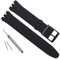 ManGo Ultradünne Swatch Ersatz 16 mm Uhrenarmband Wasserfest Silikon Gummi Watch Band Schwarz