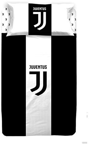 Bettwäsche für Einzelbett, lizenzierte Merchandising Ware Juventus FC Official, aus Baumwolle, neues Logo 2017, 2115_1-168, Weiß, 2115_1-168