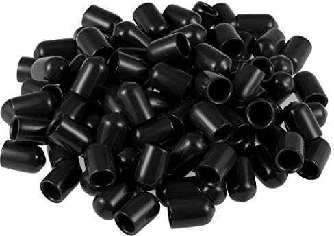 sourcing map 100 Stück Gummi Endkappen 8mm Innendurchm. Gummikappen Runde Schutzkappen Gummi Abdeckung Stopfen Möbelgleiter Bolzen Gewindeschutz für Schrauben Rohr Stuhlbeine, Schwarz