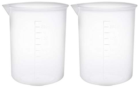 2 x Transparent Measuring Cups for Laboratory Polypropylene Graduated Beaker 300 ml