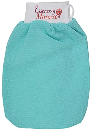 Marokkanischer Peeling-Handschuh, Kessa-Handschuh, Blau, hergestellt in Marokko, Premium-Qualität, wiederverwendbar, hilft die Haut zu reinigen, künstliche Bräune und eingewachsene Haare zu entfernen