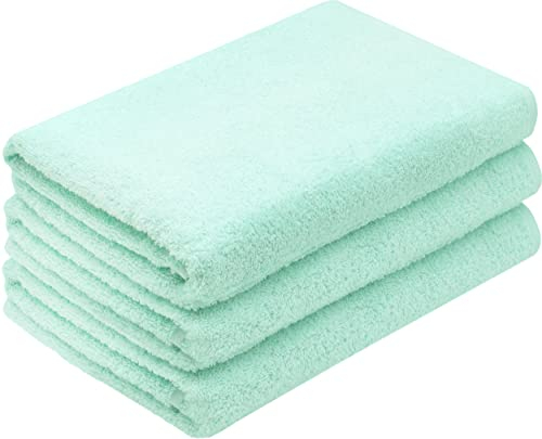 ZOLLNER 3er Set Duschtücher in 70x140 cm - besonders weiche und saugstarke Handtücher in Mint - mit praktischem Aufhänger - waschbar bis 95°C - Baumwolle - Hotelqualität