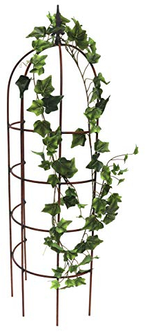 terracotta24 Rankgitter Obelisk halbrund Höhe 1m Breite 32cm Edelrost Rankhilfe Garten stabil aus Metall für Rosen Kletterpflanzen Staudenhalter